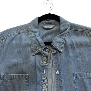 Vintage Short-Sleeve Soft-Jean-Material Shirt
